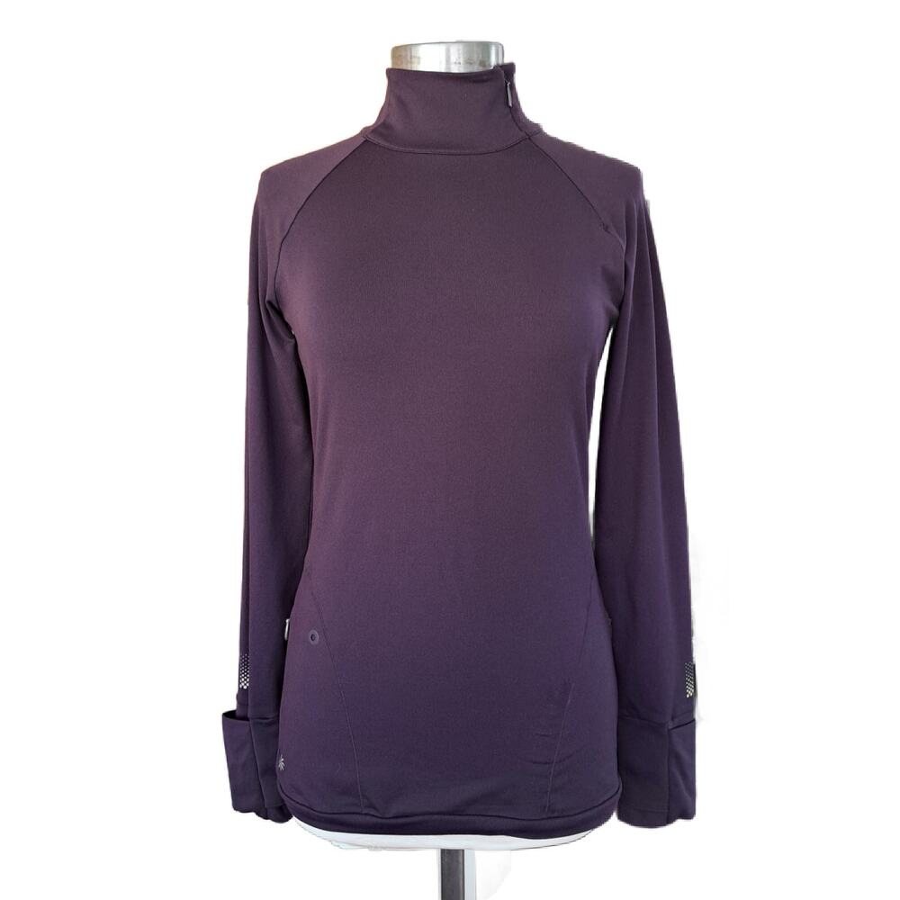 ATHLETA Superluxe Mock Zip Neck Pullover Top XS Wild Raisin Active Athletic